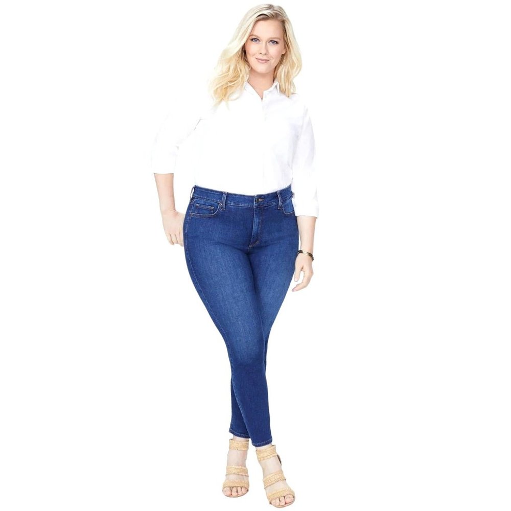 NYDJ Ami Skinny Cooper Blue Jeans Lift x Tuck Technology Stretch Slimming Sz 28W
